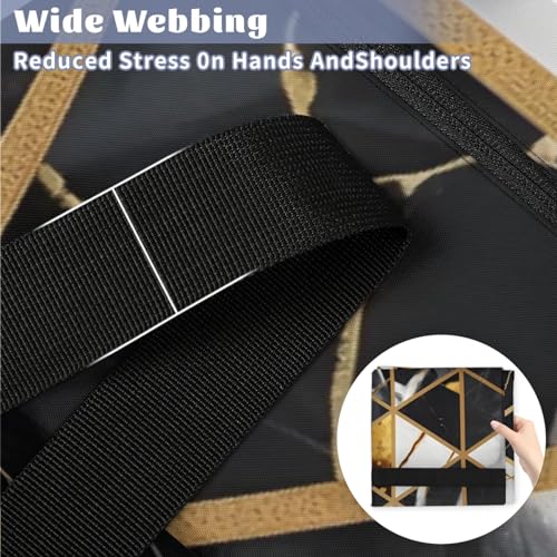 Black Gold Marble Extra Large Moving Bags Heavy Duty Storage Bags Graffiti Marble Cloth Wrap Around Handles Double Zipper Reusable Convenient Foldable Storage Tote for Travel Camping Space Save4