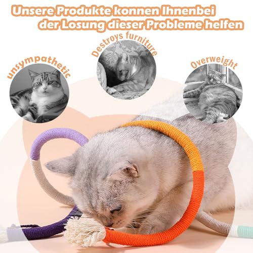 kaiyaya 3 Stück Katzenminze Beißseil Spielzeug,Cat Toyskatzenbeißseil Kauspielzeug Cat Toys Katze Mit Katzenspielzeug Interaktives Ür für Katzen Zahnpflege und Gegen Mundgeruch(Rot,Lila,Orange)