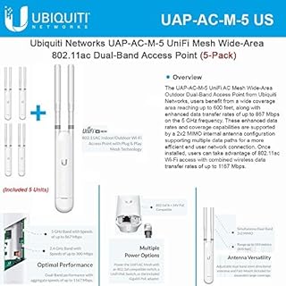 Ubiquiti Networks UAP-AC-M-5 UniFi Mesh Wide-Area 802.11ac Dual-Band Access Point (5-Pack).