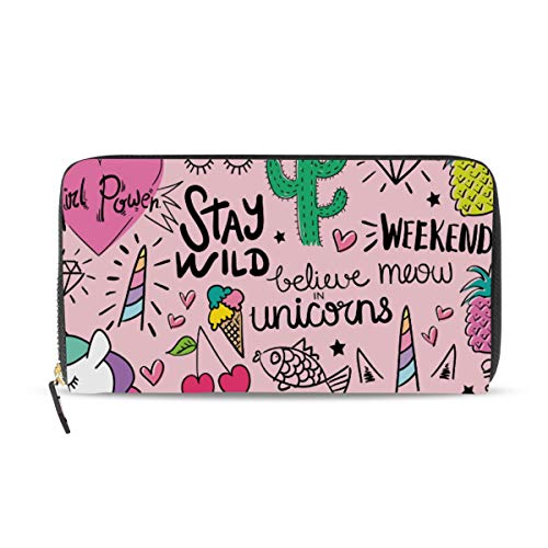 Preisvergleich Produktbild GIGIJY Geldbörse mit süßem Muster, mehrere Kreditkartenfächer, Ledertasche mit Reißverschluss