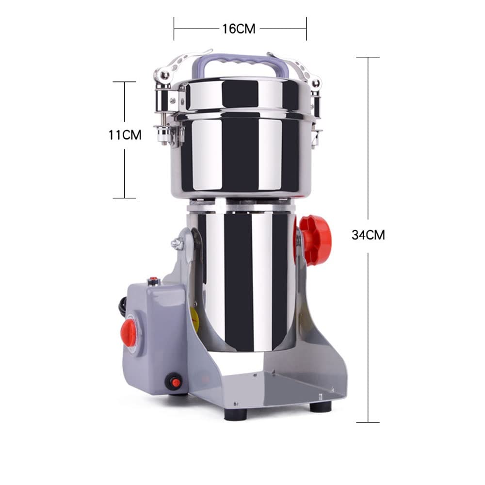 Macinino Elettrico Cereali Oscillante Acciaio Inox 6 Lame Alta Velocità Macinatore Erbe Secche Timer Protezione Sovraccarico 0-3Min 28000GiriMin 1800W Uso Domestico Cereali Semi Noci Spezie Pepe