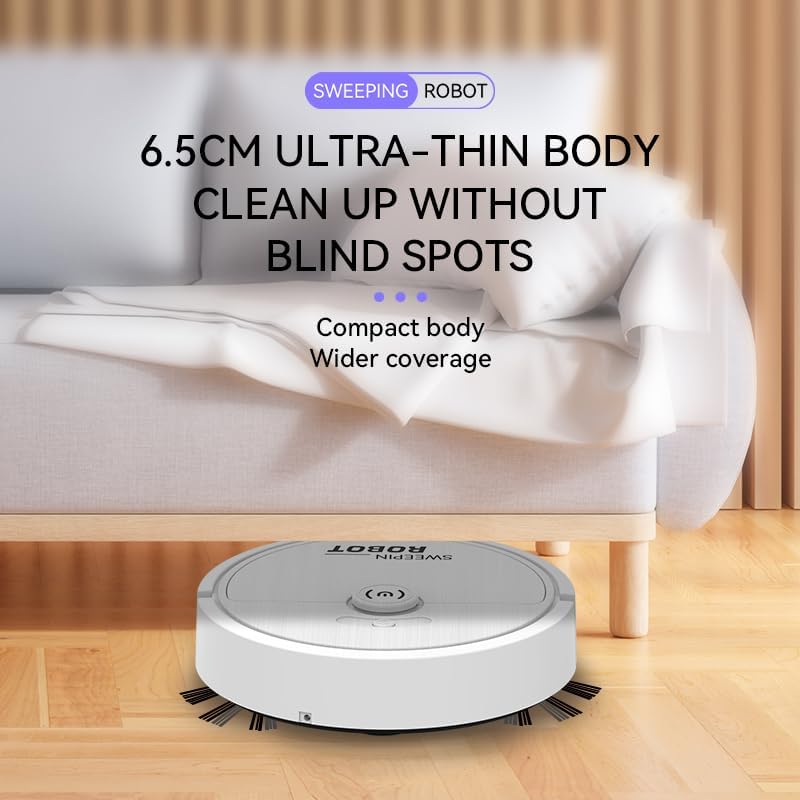 Robot Vacuum Cleaner, One-Touch Start, Slim Design, Rechargeable Robot Vacuum and Mop, Suitable for Cleaning Paper Scraps, Pet Hair and Hard Floors
