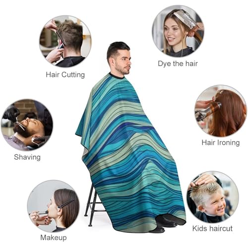 Capa para cortar cabello unisex con patrón de rayas océano miniatura 3