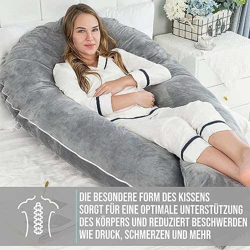 Strex Schwangerschaftskissen XXL - 280cm - Abnehmbarer Bezug - Seitenschläferkissen/Body...