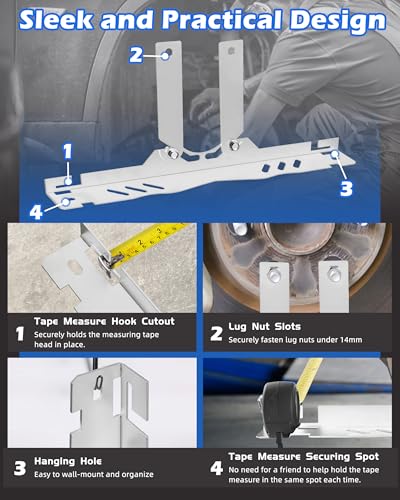 Image of Wheel Alignment Tool Plates, Toe Alignment Plates w /Two 5m Heavy Duty Tape Measures, Automotive Front End Alignment Tool, Fits Low-Profile Vehicles, Silver