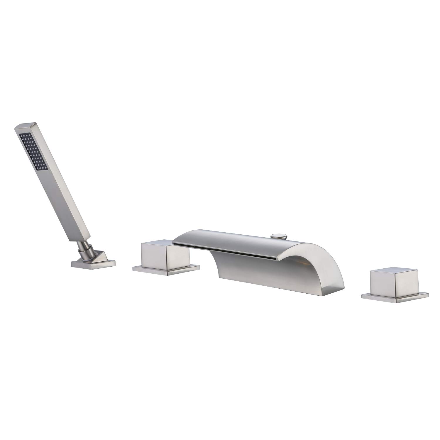 SUMERAIN Bathroom Waterfall Roman Bathtub Faucet Brushed Nickel 4 Holes