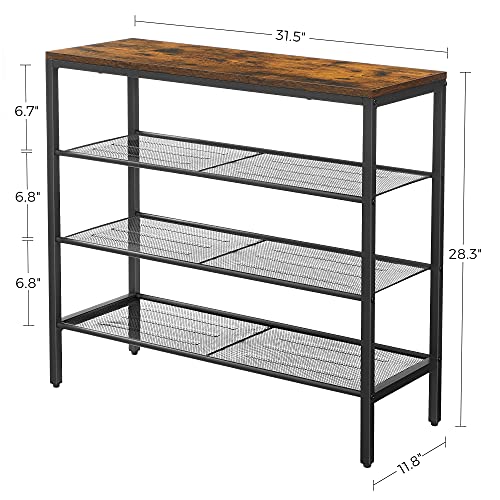 Vasagle4tiershoerackfreestandingstorageorganizermeshshelvesspacesavingintheentrywayindustrialrusticbrownblack  Urban Country Home Decor Vasagle 4 tier shoe rack freestanding storage organizer mesh shelves space saving in the entryway industrial rustic brown black  urban country home decor