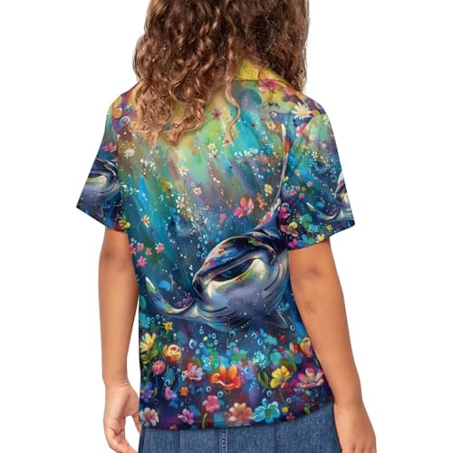 Image of PinUp Angel Funky Casual Hawaiian Shirt Kids Boys Girls Art Oil Painting Animal Pattern Short Sleeve Unisex Beach Shirt