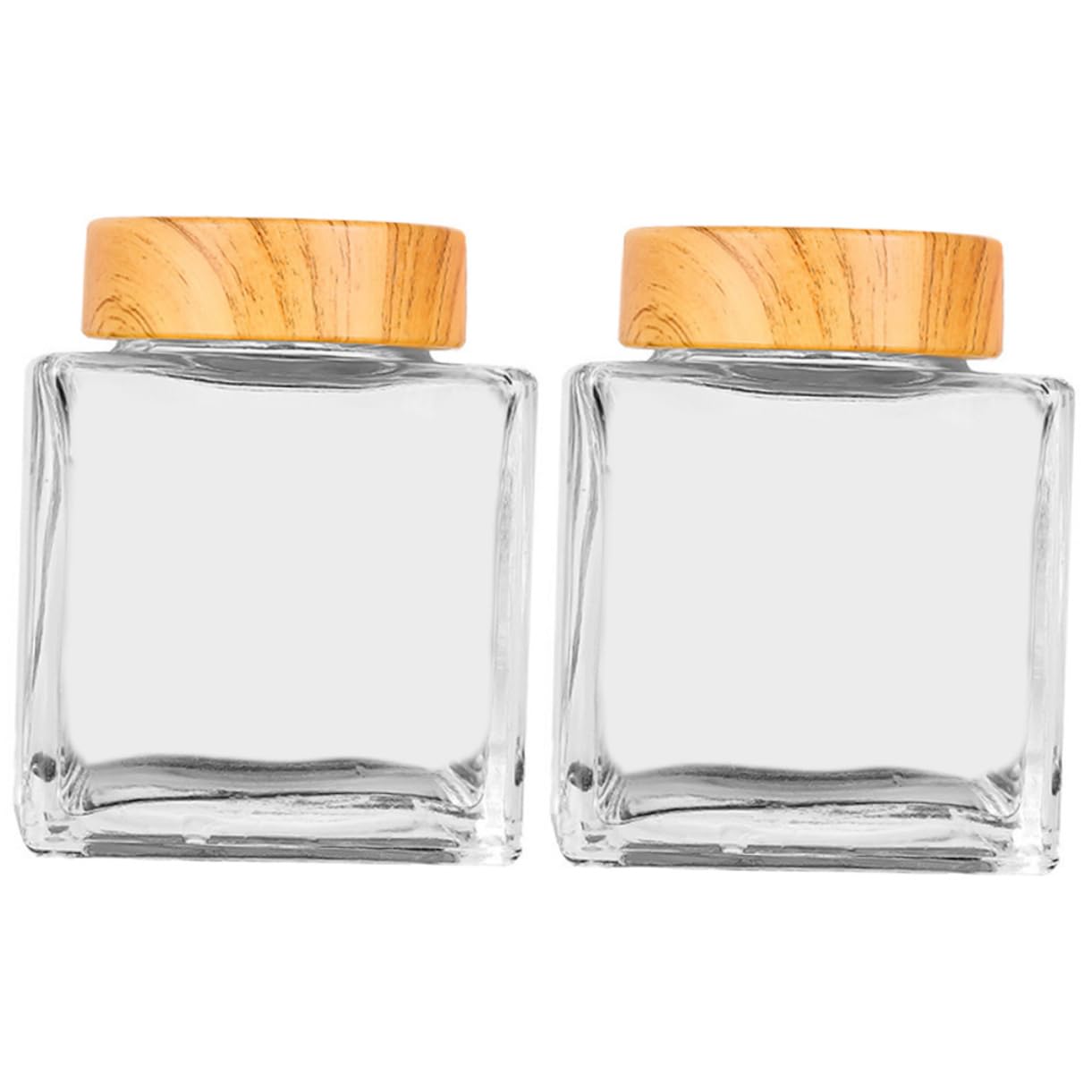 Ciieeo 2pcs Glass Honey Jars with Wood Lid Airtight Honey Dispenser for Syrup Jam and Spices and Easy to Clean Kitchen Storage