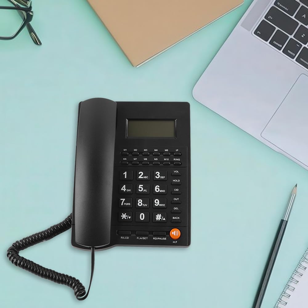 Garsent Telefono con Filo, Telefono Fisso Desktop, Pulsanti Grandi Telefoni a Casa con Controllo del Volume, Retroilluminazione, Funzioni di Riferimento Numerico per Ufficio, Reception,
