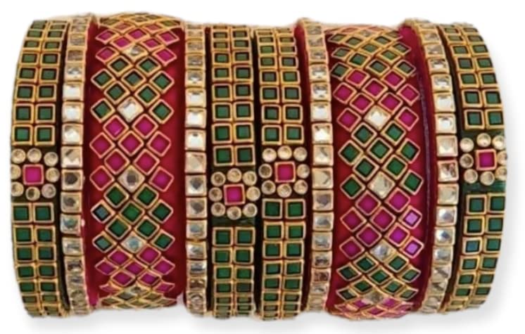 Ambal Kundan Worked Silk thread bangles set for Women and Girls (pink& green 2.6) (B09X44KGW3) Amazon Price History, Amazon Price Tracker