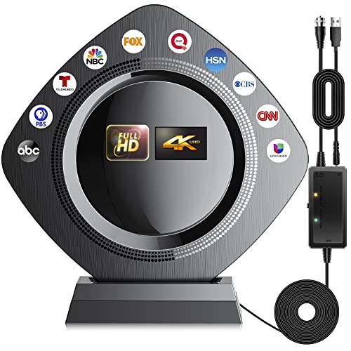 1600+ Miles Long Range TV Antenna Indoor Outdoor, Digital Antenna Smart TV, Highest Rated Portable HD TVs Antenna Support 4K 1080p - Amplifier Signal Booster Local Channels Antenna -36ft Coaxial Cable