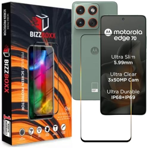 Image of Tempered Glass Compatible with Motorola Edge 70 Screen Protector Guard - HD Clarity, Anti-Fingerprint Screen Guard (For Moto Edge 70-6.7 inch) With Installation Kit - Pack of 1