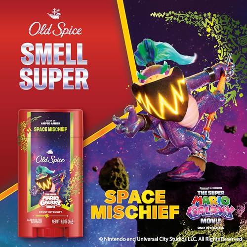 Image of Old Spice X Super Mario, Space Mischief with Armed Amber Scent, Aluminum Free Deodorant + Body & Face Wash Bundle for Men, Smell Super with 24 /7 Lasting Freshness & 24 /7 Shower Clean (Pack of 2)