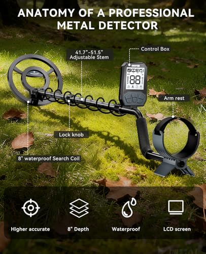 Image of SUNPOW Rechargeable Metal Detector for Adults & Kids - Gold Finder with 1500mAh Lithium Battery, 20H Runtime, High Accuracy 8 inch Depth & 4 Modes for Beach & Shallow Water Treasure Hunting