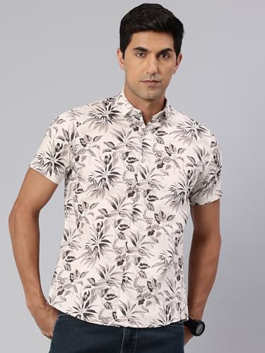 Image of Majestic Man Slim Fit Floral Printed Pure Cotton Casual Half Sleeve Shirt