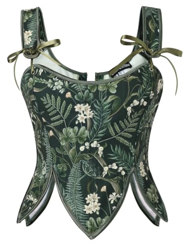Image of Scarlet Darkness Women's Renaissance Corset Tops Floral Boned Bodice