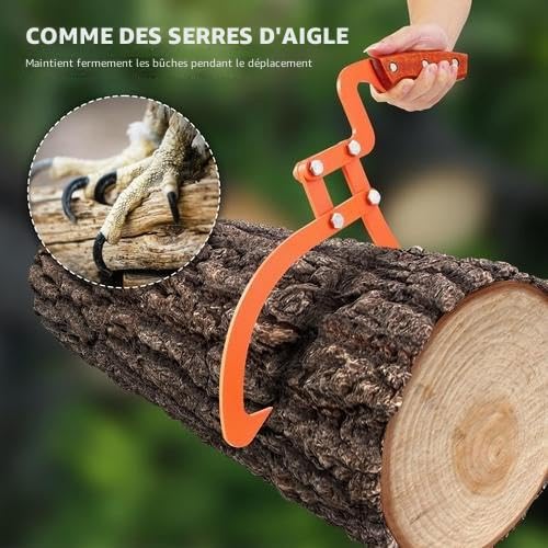 20 Pouces (Environ 50,8 cm) Pince Forestière pour Troncs, Pince de Levage pour Bois Bàches, Mandrins de Serrage, Outils pour Soulever et Transporter le Tronc D'arbre
