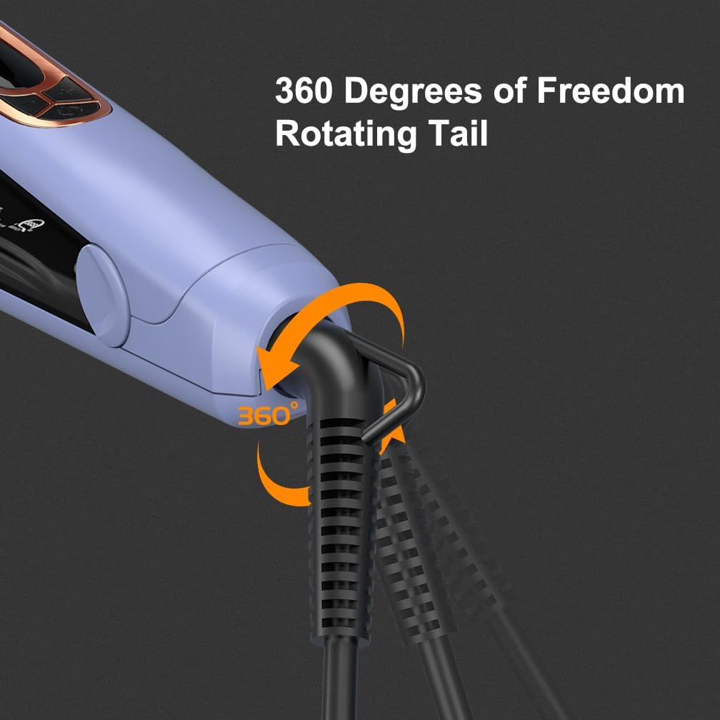 Hair Brush, JINRI Hair Iron, Pumped-Up Volume, Adjustable Temp, 360 ° Tail Rotation, Lasting Volume, for Short Or Thin Hair, Dual Voltage (100-240V), Volumizing Hair Iron, Purple, 1.38 inch - Image 8