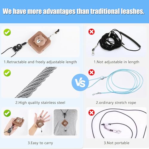 Image of Bird Leash Bird Traction Rope Parrot Flying Rope Adjustable Small Animal Walking Harness 20FT /236IN with 6 Different Sizes of Soft Foot Ring (20FT, White cat)