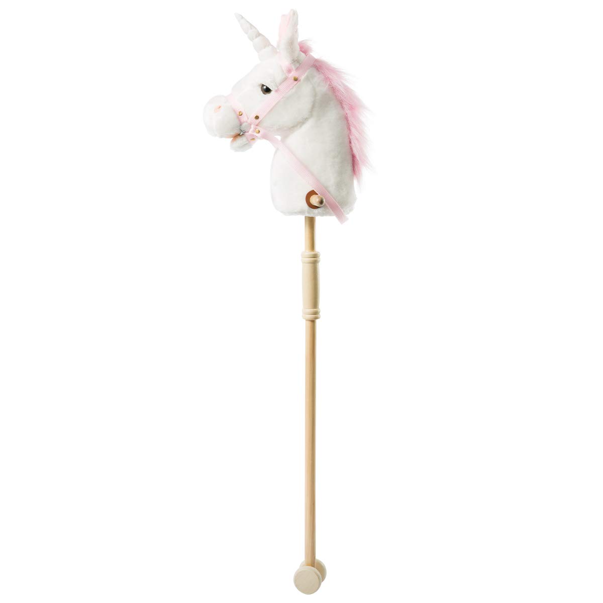 36-inch Weiß Steckenpferd mit Guten Griffen und Rädern Einhorn Plüschtier