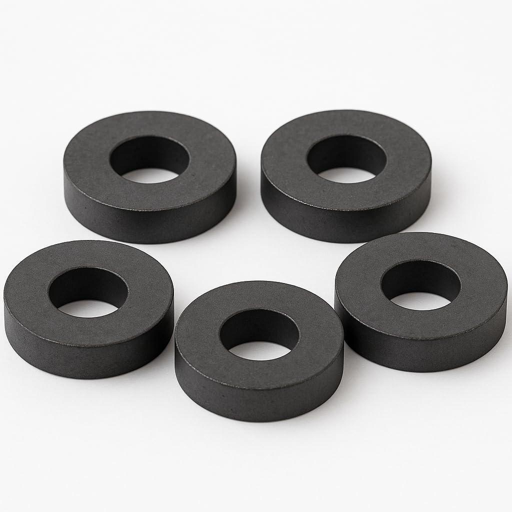 Imanes de ferrita, 20 x 10 x 5 mm, 10 unidades, anillo magnético fuerte con agujero, color negro, cerámica, sin revestimiento, para bricolaje, taller, hobby y hogar