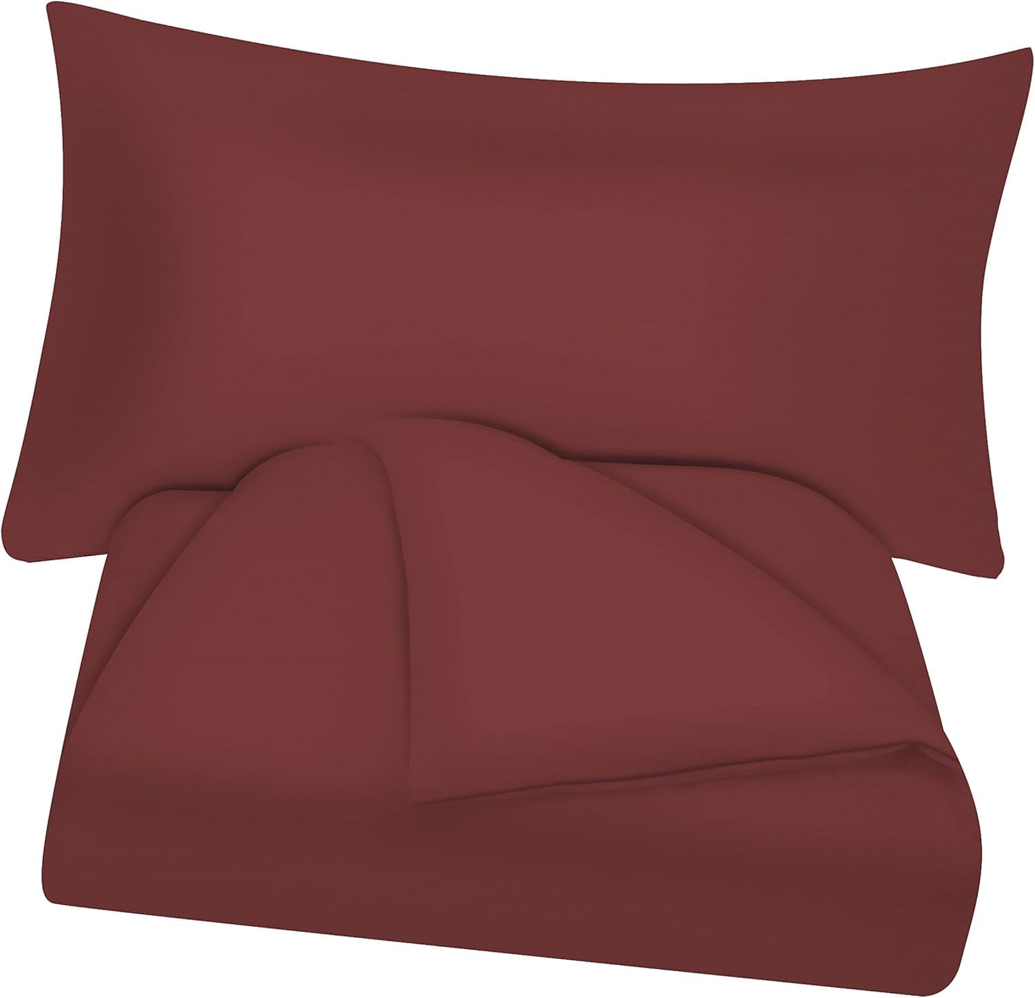 Poligino Set Copripiumino Matrimoniale 240x220 CM (2 Federa 50x80) Monocromatico in Microfibra Bordeaux, Morbido ed Ipoallergenico, Inclusa Federa 50x80 cm