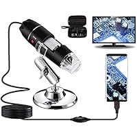 USB-Digitalmikroskop 40X bis 1000X, Bysameyee 8 LED-Vergrößerungs-Endoskopkamera mit Tragetasche und Metallständer, kompatibel für Android Windows 7 8 10 Linux Mac