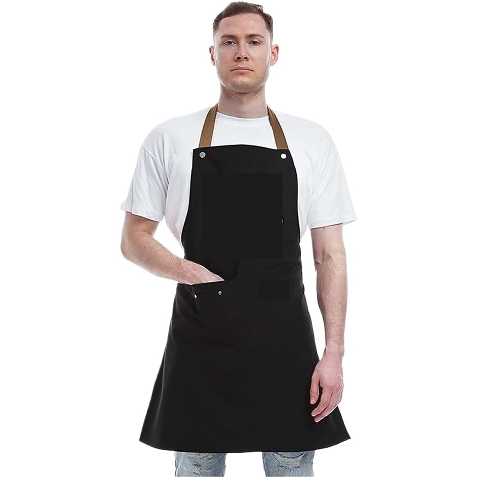 2 Stück Catering-Schürze, Küchenschürze, Kochschürze, Restaurantschürze mit 3 Taschen Für Küche