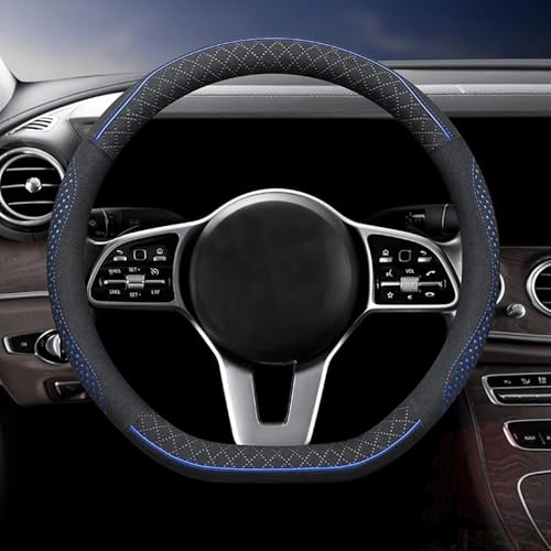車用ステアリングホイールカバー、フィアット600(364、365) Fiat 600 (364, 365) 2023 通気性 耐久性 滑り止め 耐摩耗性 プロテクター、自動車内装アクセサリー,Blue-D