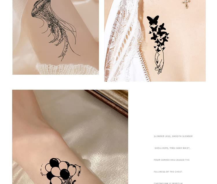 Miniatura 7 de 30 patrones diferentes, calcomanías de tatuaje oscuro, impermeables, duraderas, simulación de tatuaje, unisex, calcomanías temporales (Q)