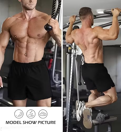 Image of Men's Athletic Running Shorts, Cotton Blend, 2 Pockets, Black