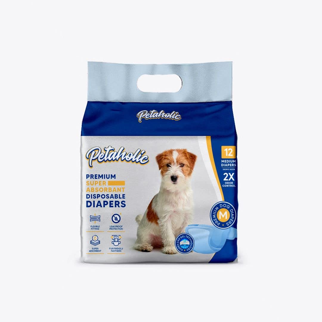 DOGTOWN Supersoft Petaholic Diaper for Pet | Disposable Super Absorbent Diaper | Diapers Nappy Pants for Dogs, Cat [ Medium ] (B0B469D8S8) Amazon Price History, Amazon Price Tracker
