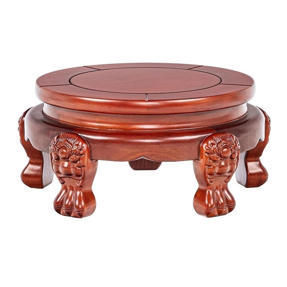 S5b8w3g7 One Color Pedestal Circular Plant Stool Rosewood Bonsai Display Stand Decor(Large)