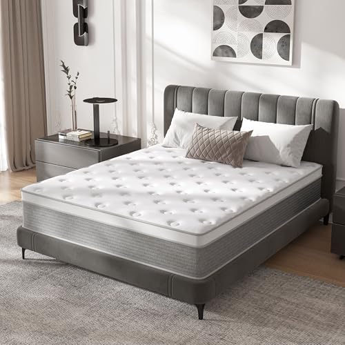 Image of Full Size Mattress - 14 Inch Memory Foam Mattress in a Box for Pressure Relief & Motion Isolation with Individual Pocket Spring, Medium Firm, CertiPUR-US Certified, Fiberglass Free