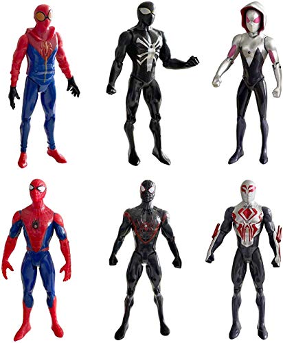 6pcs Spiders Action Figures - Super Heroes Figures with Accessories