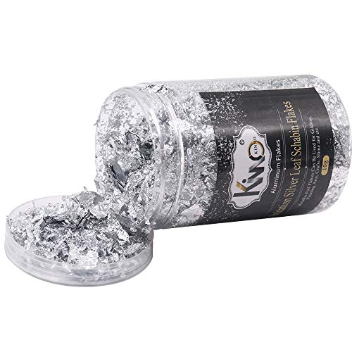 KINNO Imitatie Zilveren Bladvlokken, 10 g Aluminium Metallic Folievlokken für Vergulden, Schilderkunst und Vlokken… – Bild 4