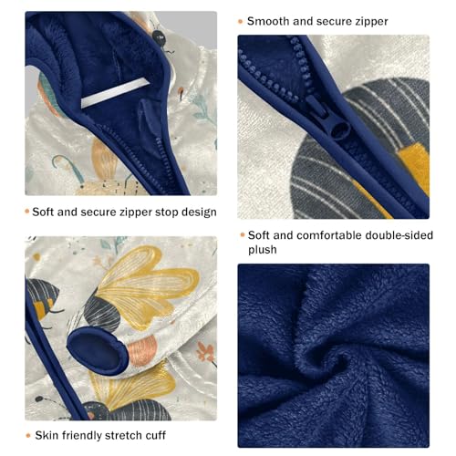 Cute Garden Insects Girls Fleece Jacket Girls Fall Jacket Girls Zip Up Hoodie Girls Sherpa Jacket 2-10T3