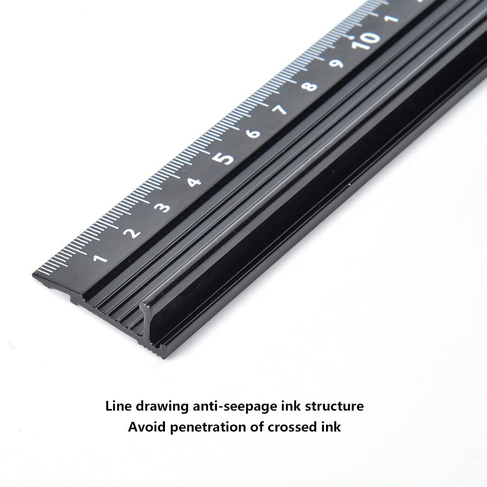 Walfront Schneidelineal Metall 20cm Sicherheitslineal mit Gummistreifen für Längenmessung Stoffe Gerades Schneiden Bastelbedarf (L Typ 20 cm)