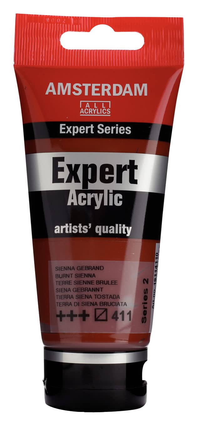 Amsterdam Expert Series Acrylic Paint - Burnt Sienna 411-75 ml Tube - Semi-Transparent, High Lightfastness, Heavy Body, Odorless, Water-Based, Durable Film - Professional Artist Quality