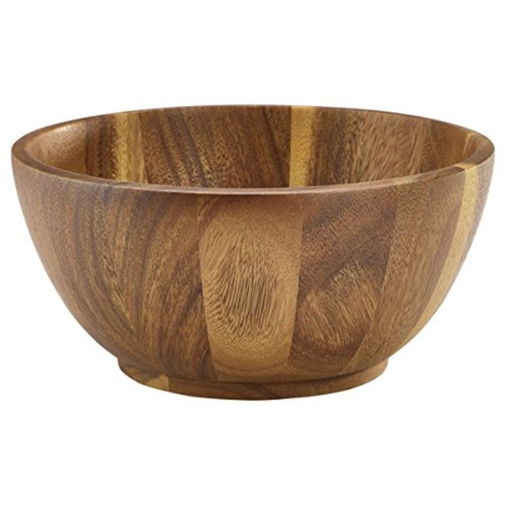 Genware NEV-WBWL25 Acacia Wood Bowl, 25 cm x 12 cm