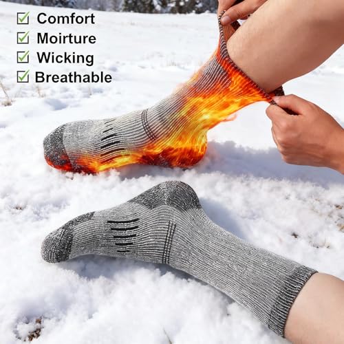 Merino Wool Socks for Men and Women Thermal Crew Winter Hiking Warm Boot Socks For Work With Cushioned Sole 3 Pairs4