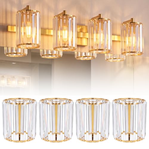 Image of Teenyyou 4 Pack Crystal Lamp Shade, 1-5 /8 inch(1.65 inch) UNO-fitter, Gold Medium