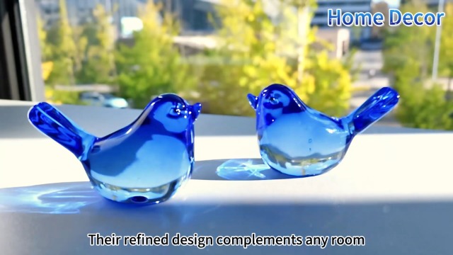 2 Figuras de cristal pájaro color azul oscuro miniatura 7