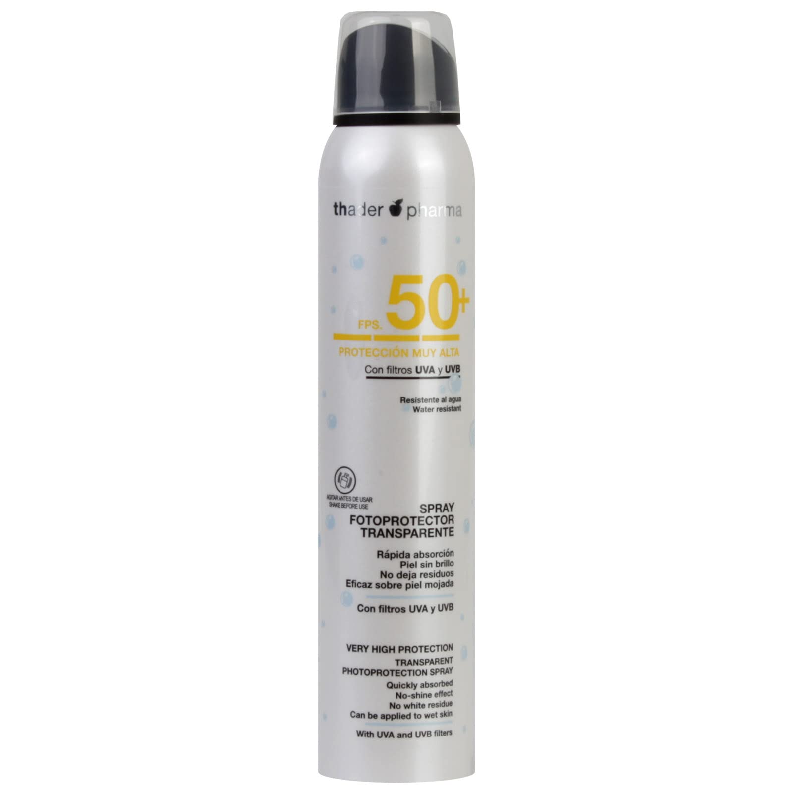 Thader Th Pharma Fotoprotector Corporal en Spray Ligero Transparente, F.P.S 50+ 250 ml
