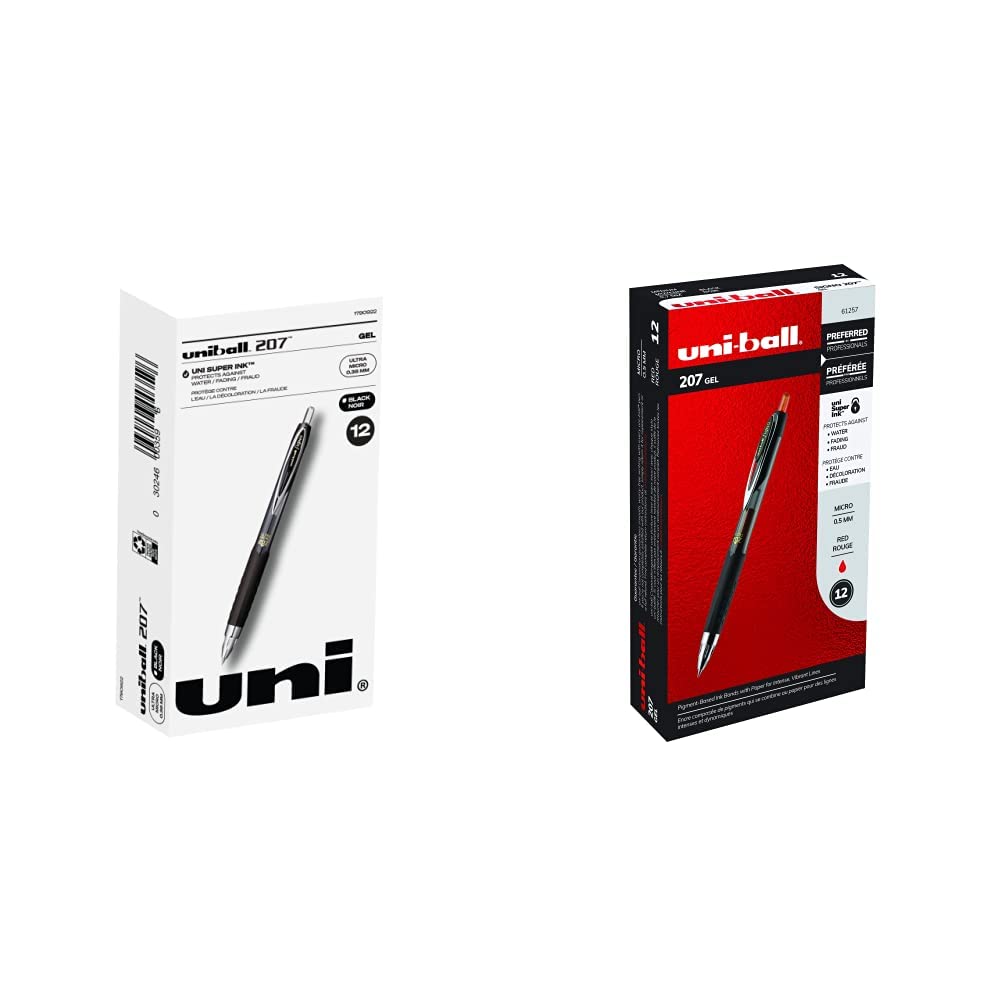 Uniball Signo 207 Gel Pen 24 Pack, 0.38mm Ultra Micro Black Pens and 0.5mm Micro Red Pens, Gel Ink Pens | Office Supplies Sold by Uniball