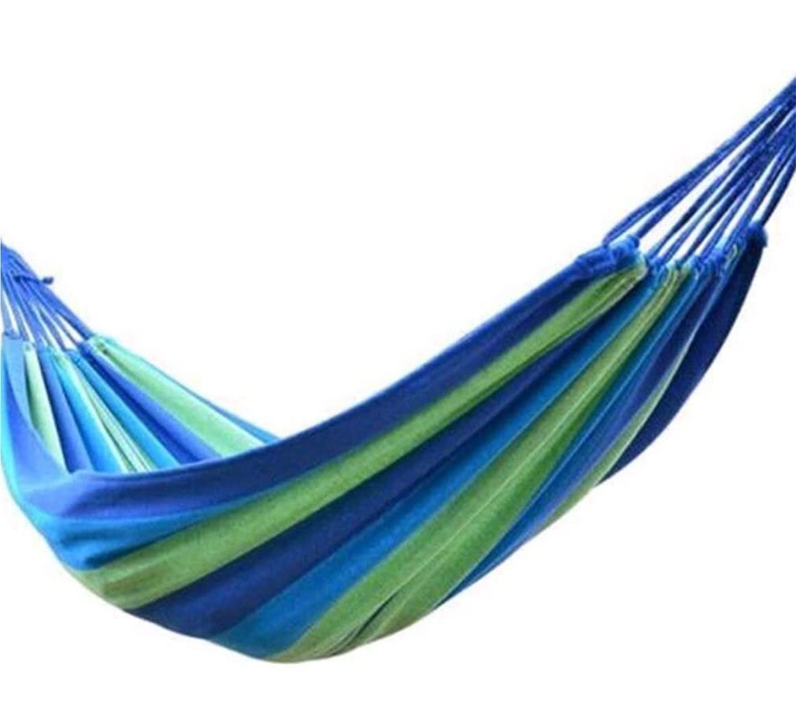 Jyarz Blu Hammock For Garden Striped Hammock Outdoor Leisure Bed Thickened Canvas Hamocks Hanging Bed Sleeping Swing Hammock Camping Hammock Outdoor