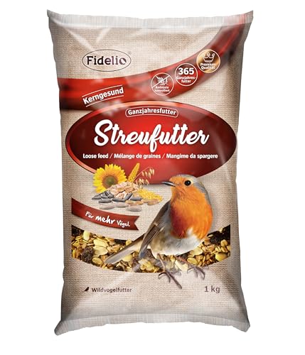 Fidelio Wildvogelfutter, Streufutter, Ganzjahresfutter proteinreich/energiereich, hochwertiges Vogelfutter für Wildvögel, 10 x 1 kg (10 kg)