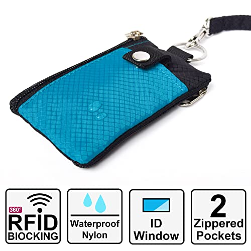Image of CHENSPRX Minimalist RFID Blocking Small Wallet with ID Window,WaterResistant Zip Id Case Wallet with Lanyard Keychain for Cards,Cash,Travel,Women,Men