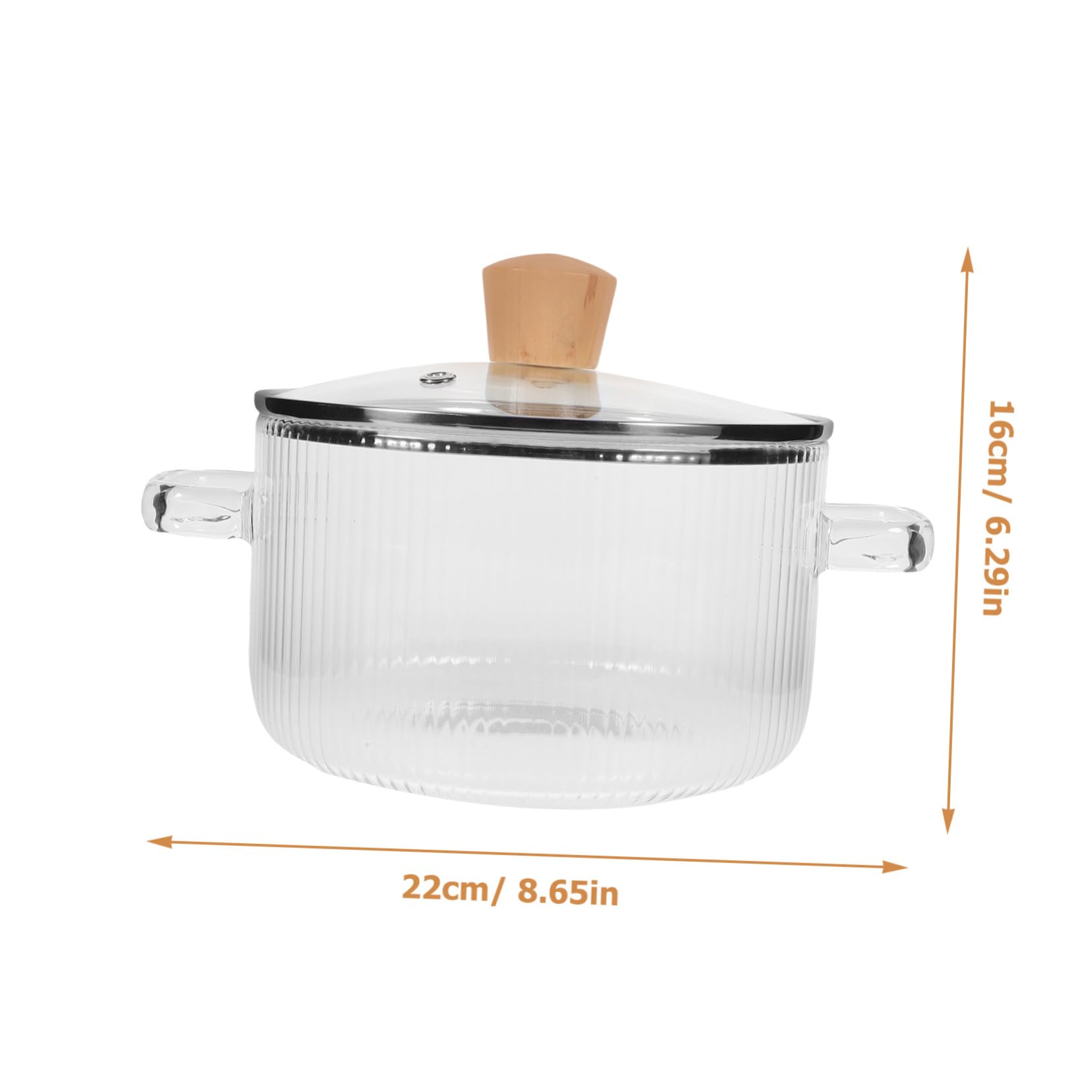Cabilock Olla de Vidrio de Borosilicato de 1500ml Tapa y Doble Asa para Cocinar Fideos y Alimentos para Bebés Proceso Visible y Diseño Resistente